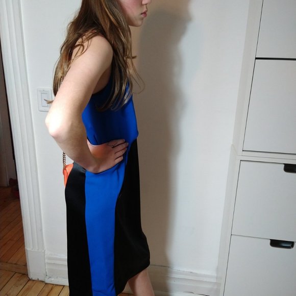 Cedric Charlier black cream and blue cocktail dress worn on The Bold Type - Picture 2 of 7